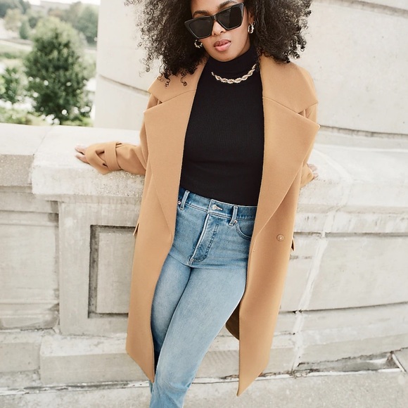 Express Belted Wrap Front Faux Wool Coat size Large winter jacket heavy NWT - Picture 6 of 10